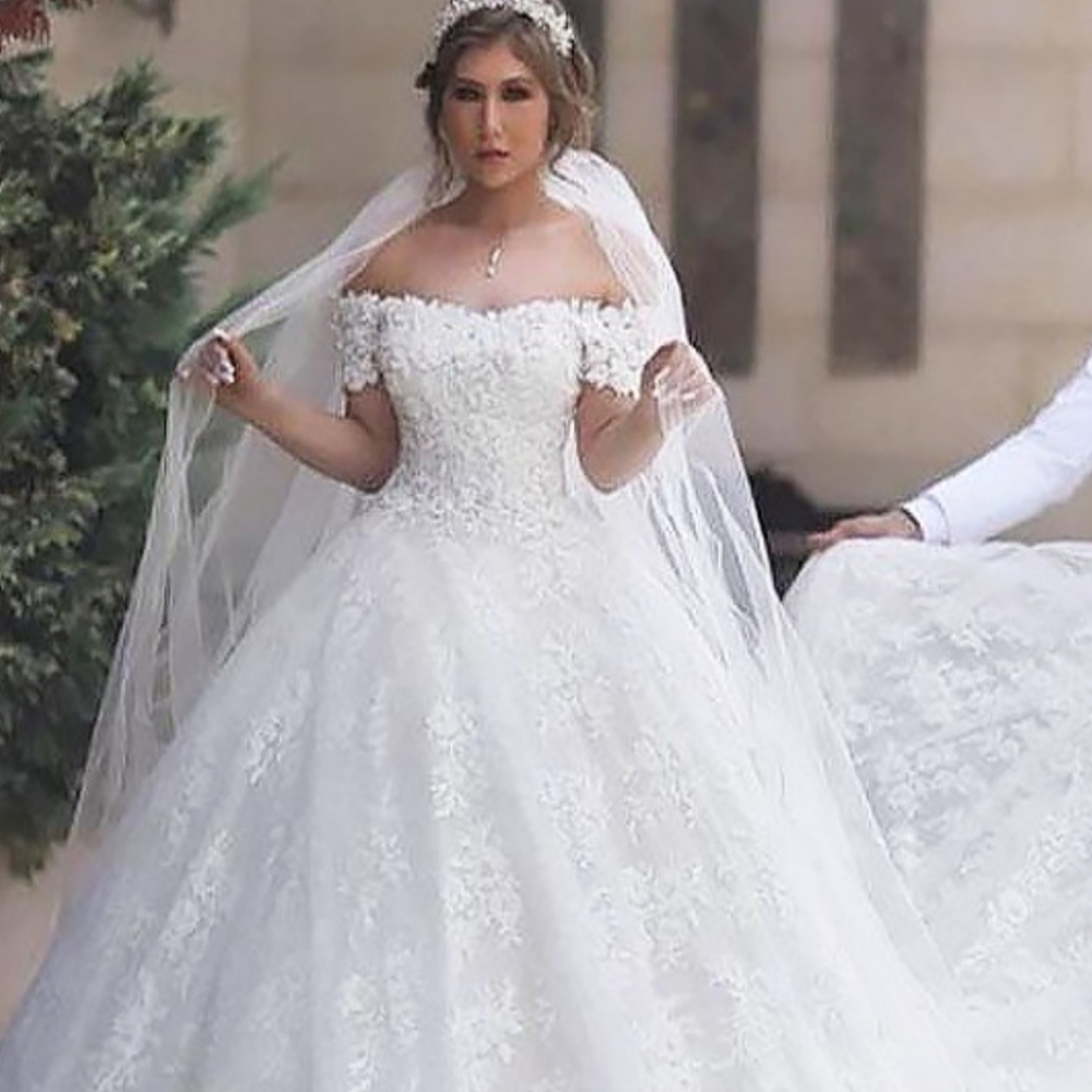 Wedding dress size 4ish corset style back to tighten up and made by hebeos
